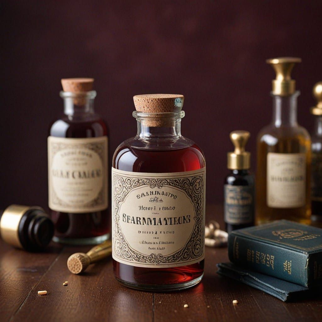Vintage Apothecary Skincare Packaging in Elegant Beige and N...