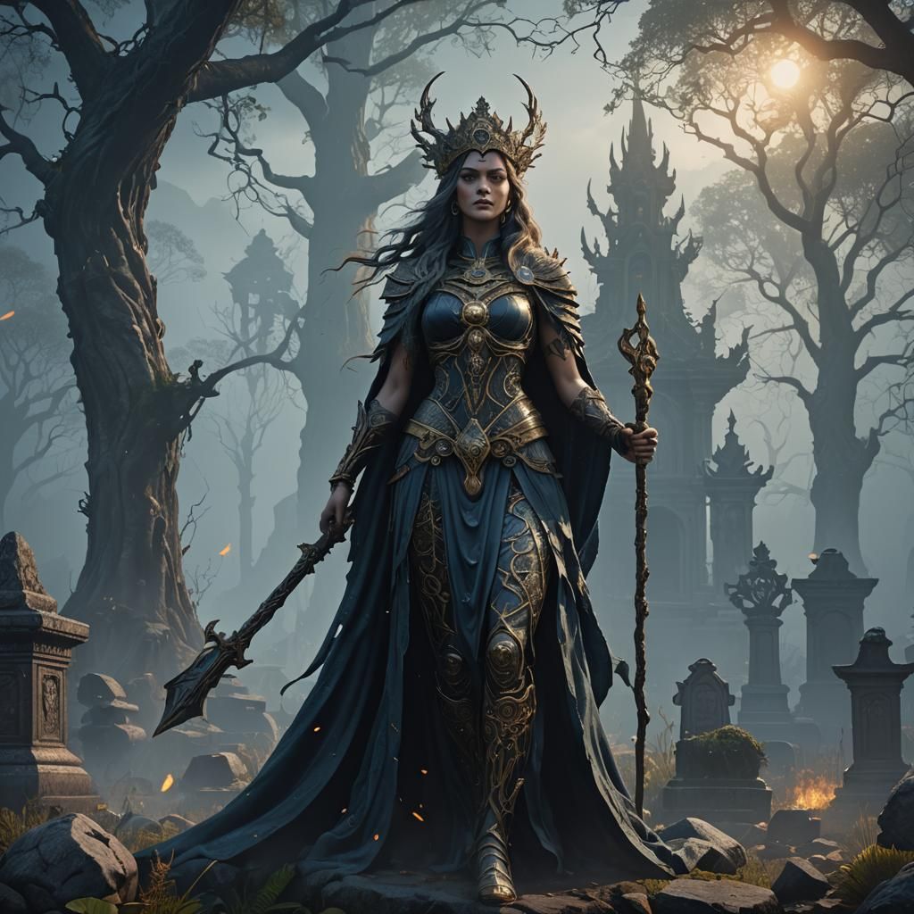 Goddess of Graves in a Misty Morning