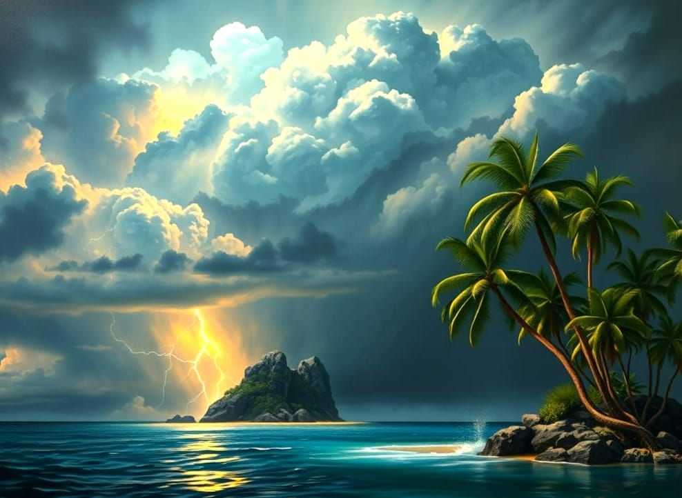 Tropical Island Engulfed in Epic Thunderstorm