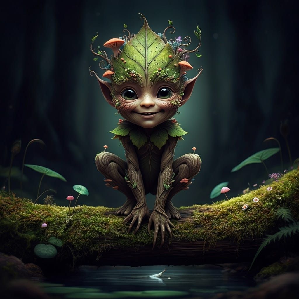 Friendly Forest Sprite Enchanted Tree Ent in Whimsical Fores...