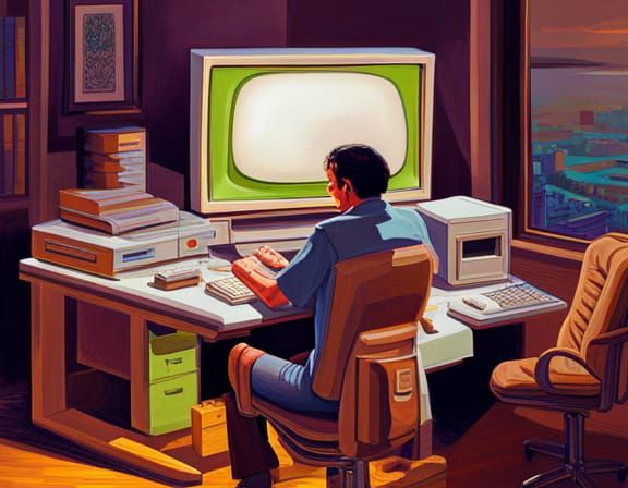 Vintage Personal Computers Displaying Code in Hyperrealistic...