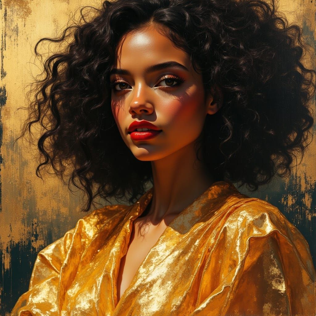 Elegant African Goddess Portrait in Oil Painting Style