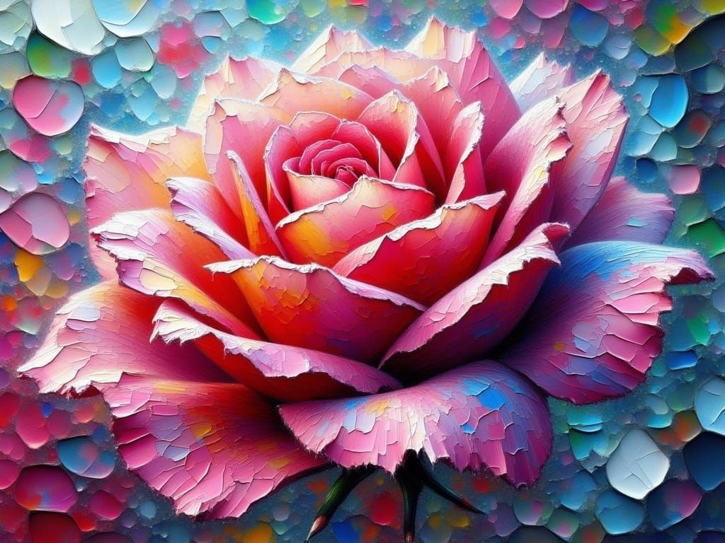 Vibrant Impasto Rose Blooms in Stunning Watercolor