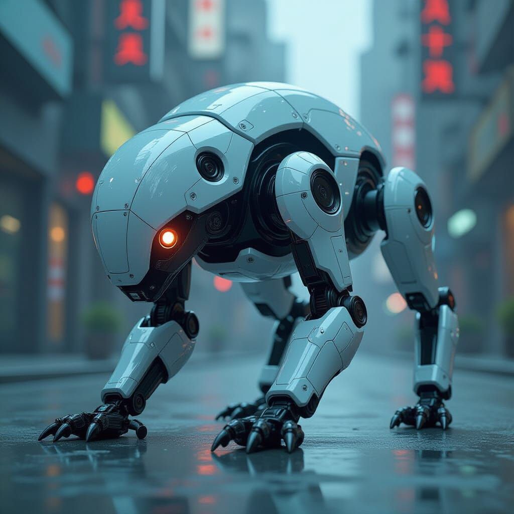 Futuristic Robotic Creature in Sci-Fi Setting