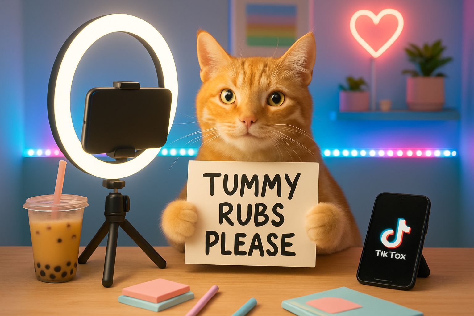 Cute Tabby Cat Influencer Asks for Tummy Rubs