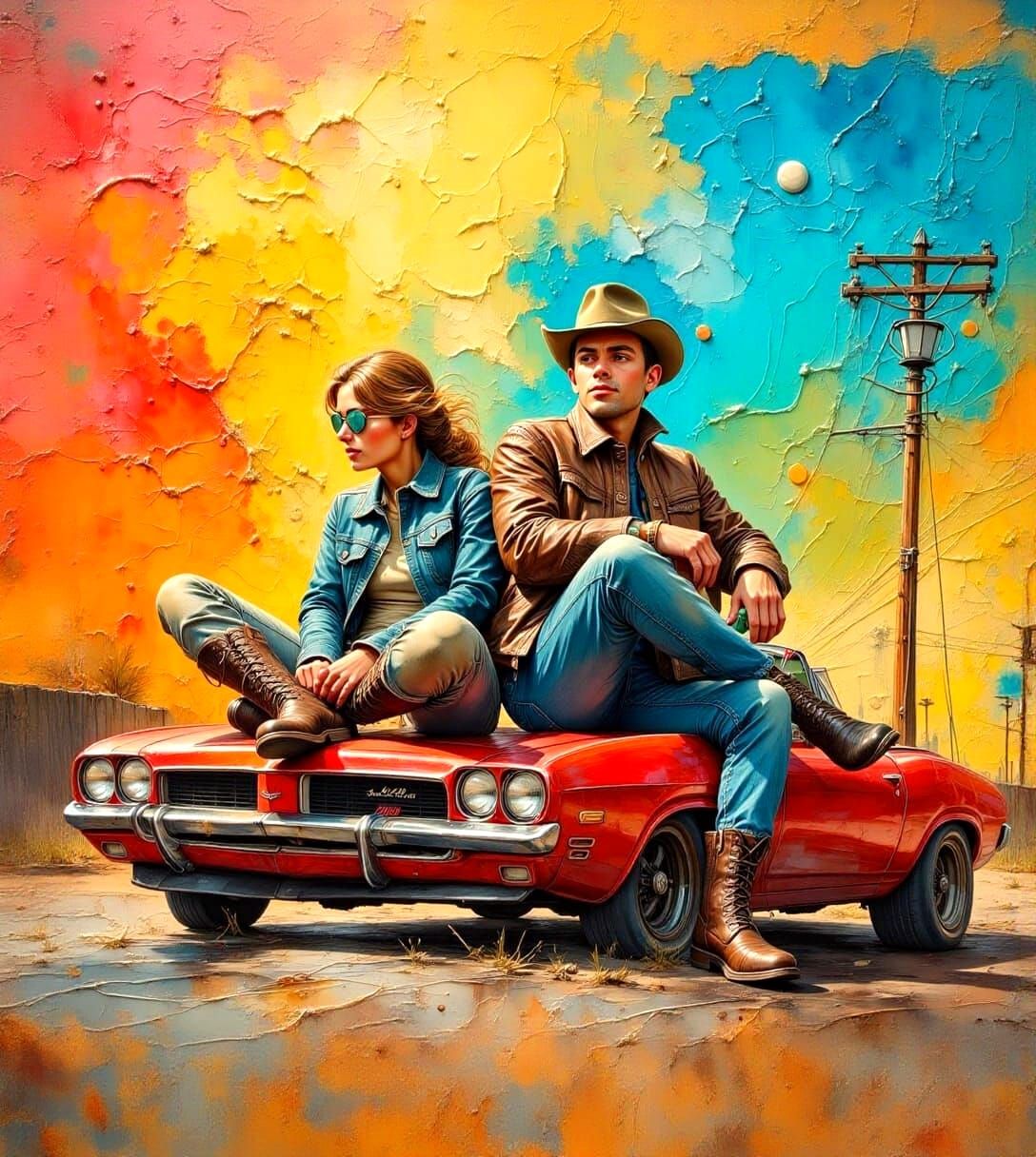 Nostalgic Americana: Impasto Oil Glazed Memories