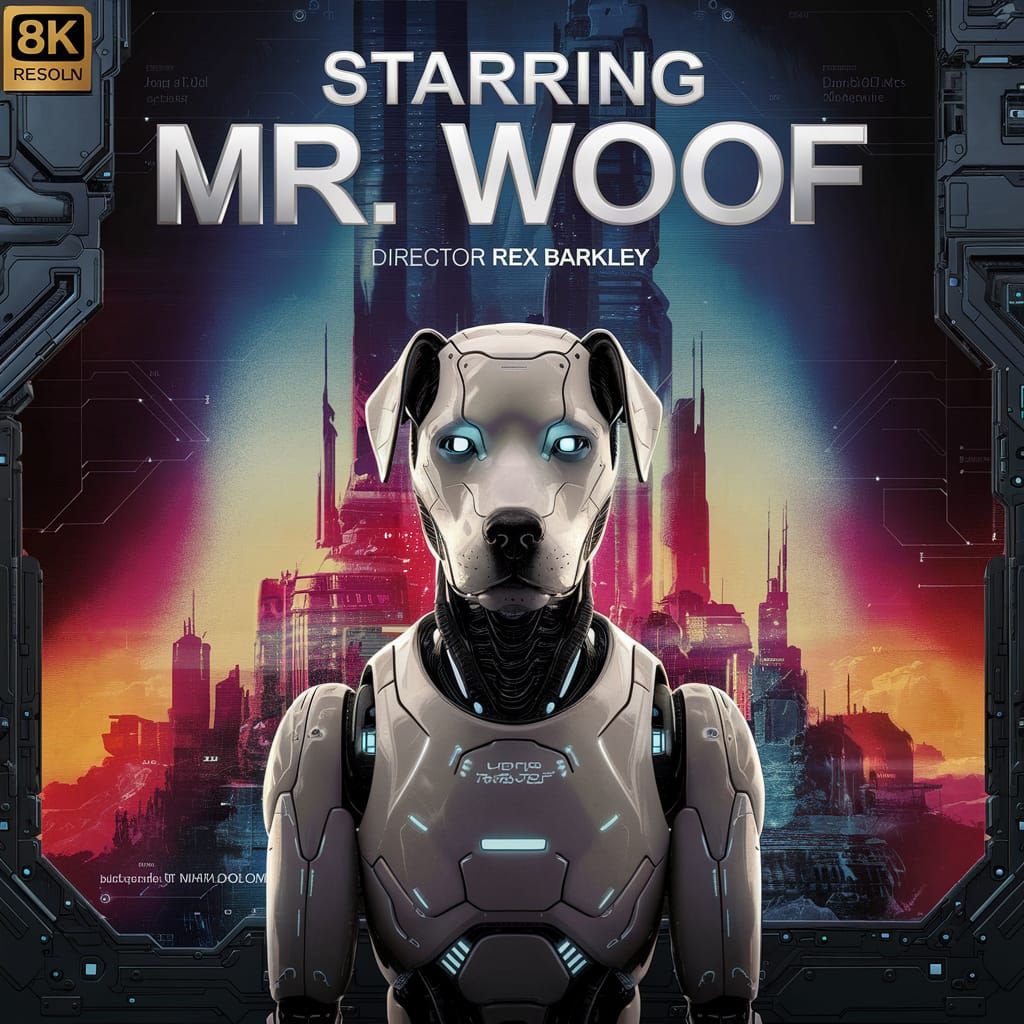 Robotic Dog Detective Movie Poster in 8K