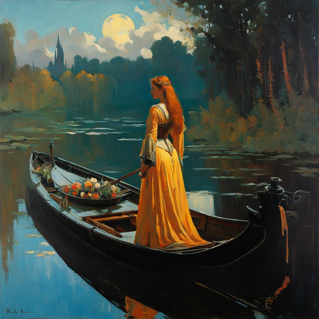 Lady of Shalott in Cartoon Style