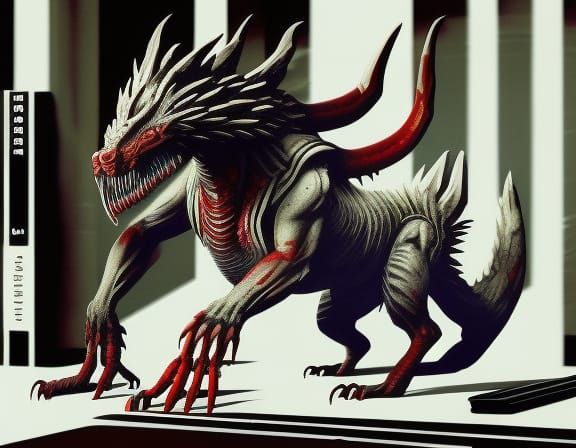 Hyperdetailed Four-Legged Monster in Dark Fantasy Style