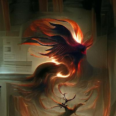Phoenix Rising from Flames: Gothic Fantasy Art