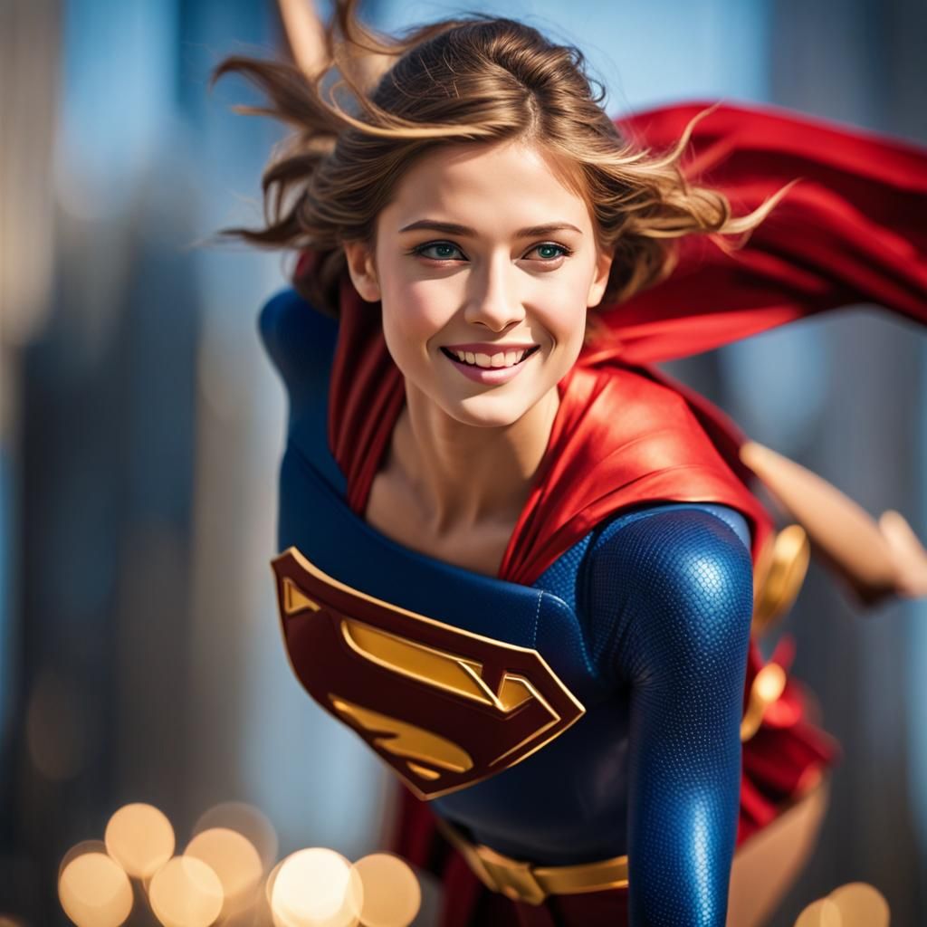 Radiant Super Girl in Flight: Professional Photography