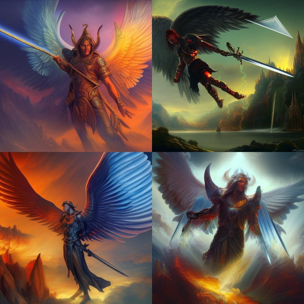 Archangel Michael in Heaven: Detailed Matte Painting