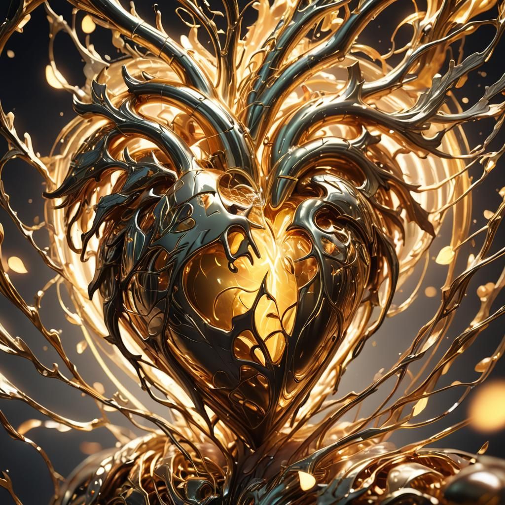 Glowing Heart Radiating Love in Anime Style