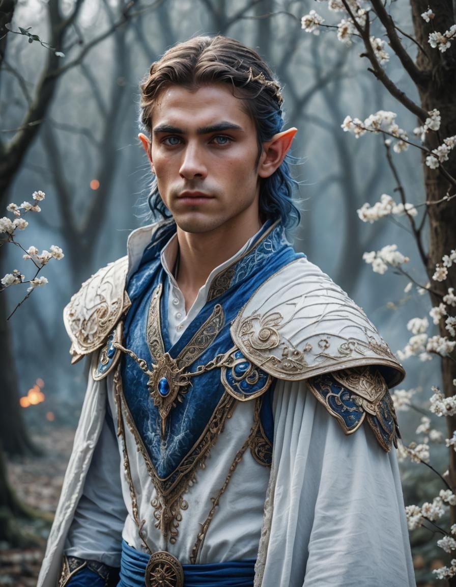 Young Elf Mage Casting Fireball Spell