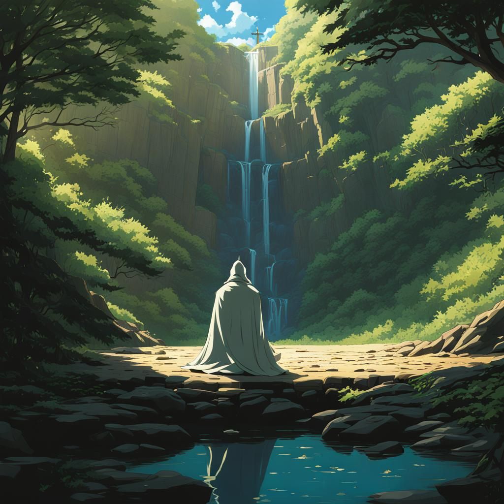 Templar Knight Prayer in Anime Style