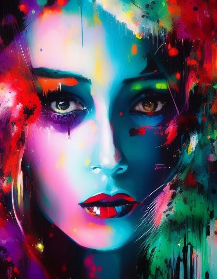 Lucy Westenra Graffiti Art Portrait in Dark Colors