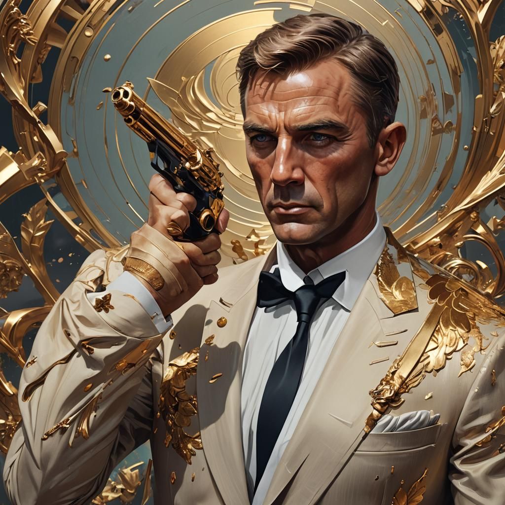 James Bond Portrait in Hyperdetailed Digital Art Style