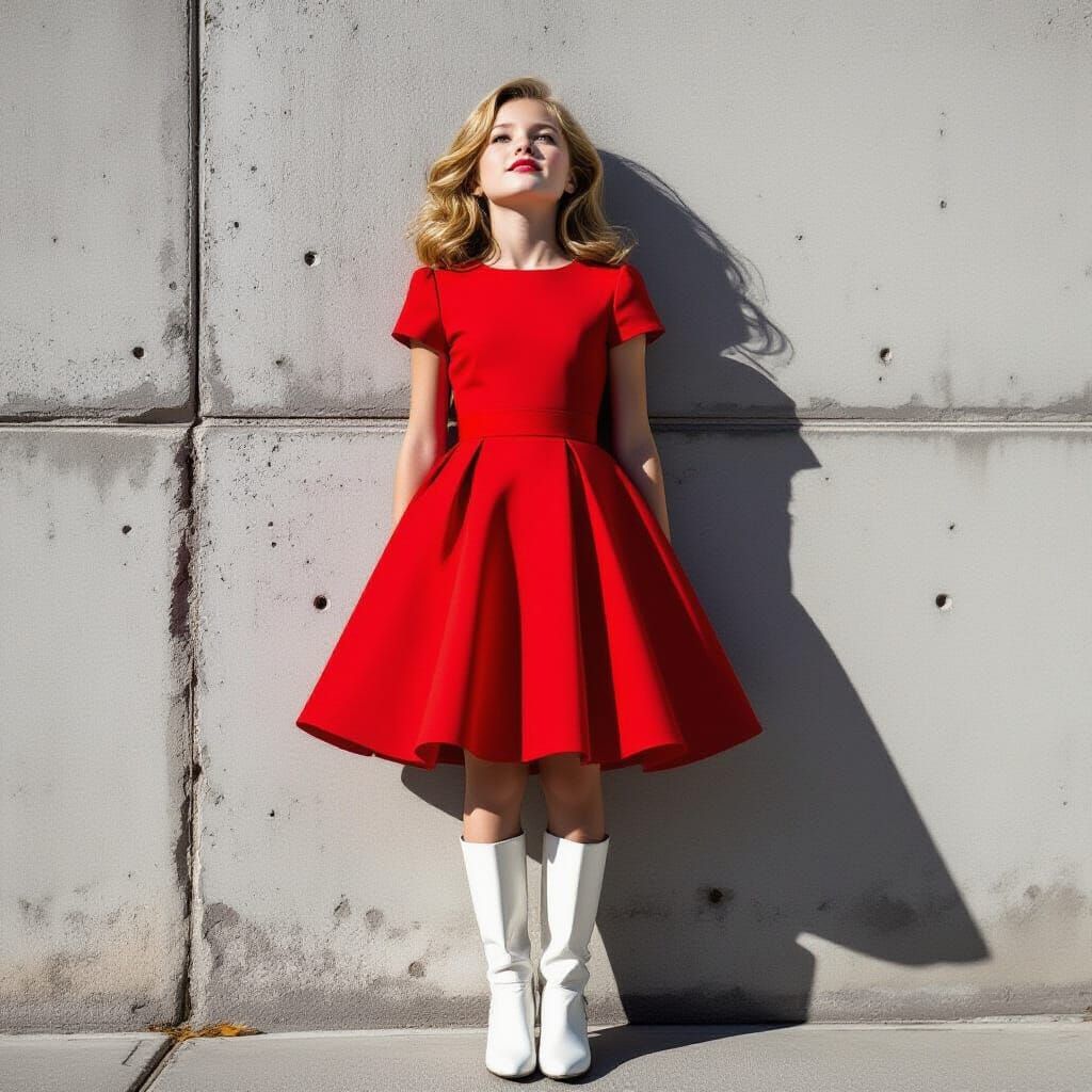Girl in Red Dress: Monochrome Street Photography