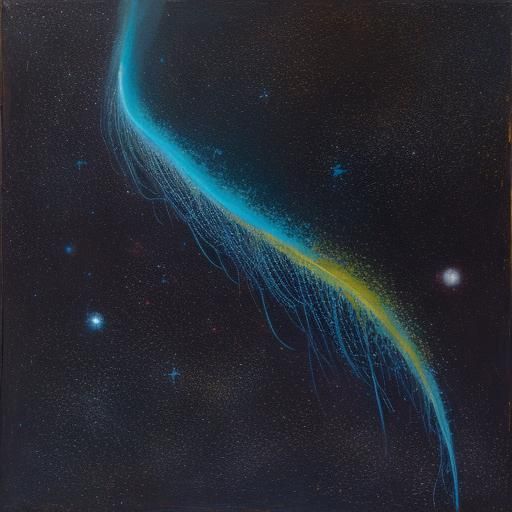 Siphonophore Drifting Through Deep Space: Oil Painting
