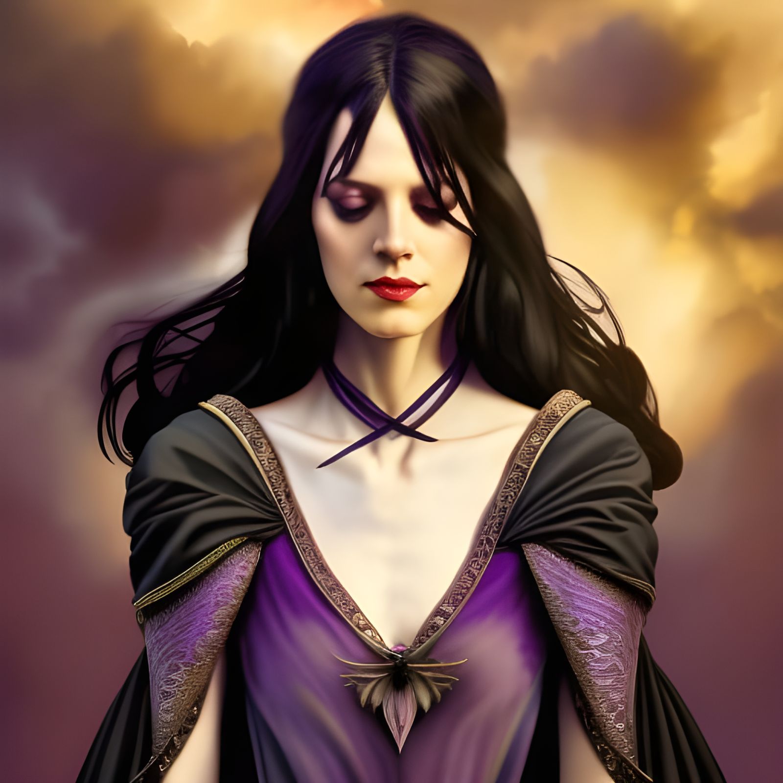 Fantasy Sorceress Overseeing a Mob, Detailed Concept Art