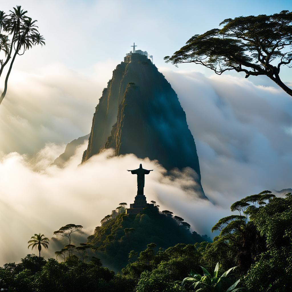 Christ the Redeemer Statue in Jungle Mist