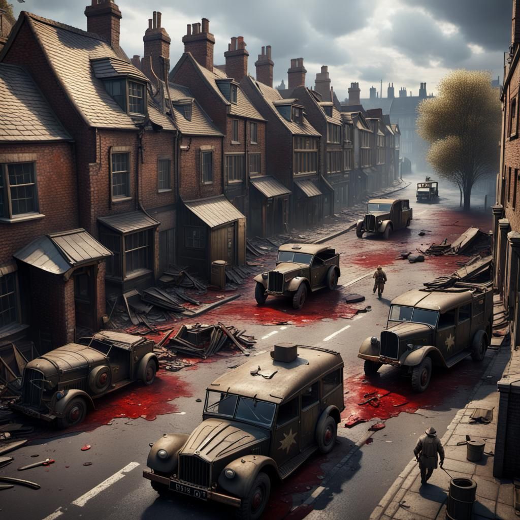 Wartime London: Detailed Matte Painting of Destruction