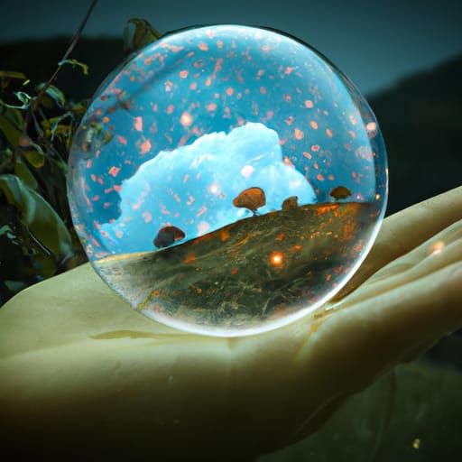 Water Bubble World: Tree, Moon, and Fireflies