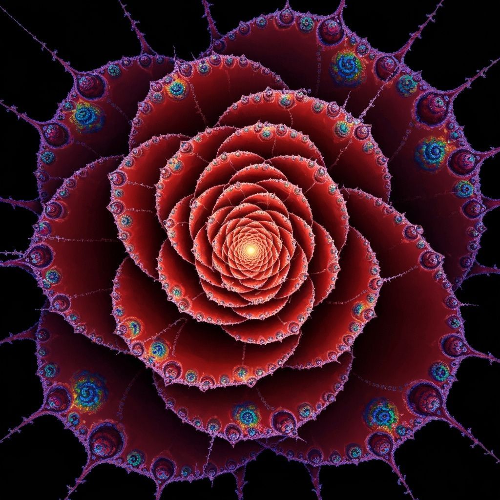 Mandelbrot Fractal Rose in Crimson and Violet