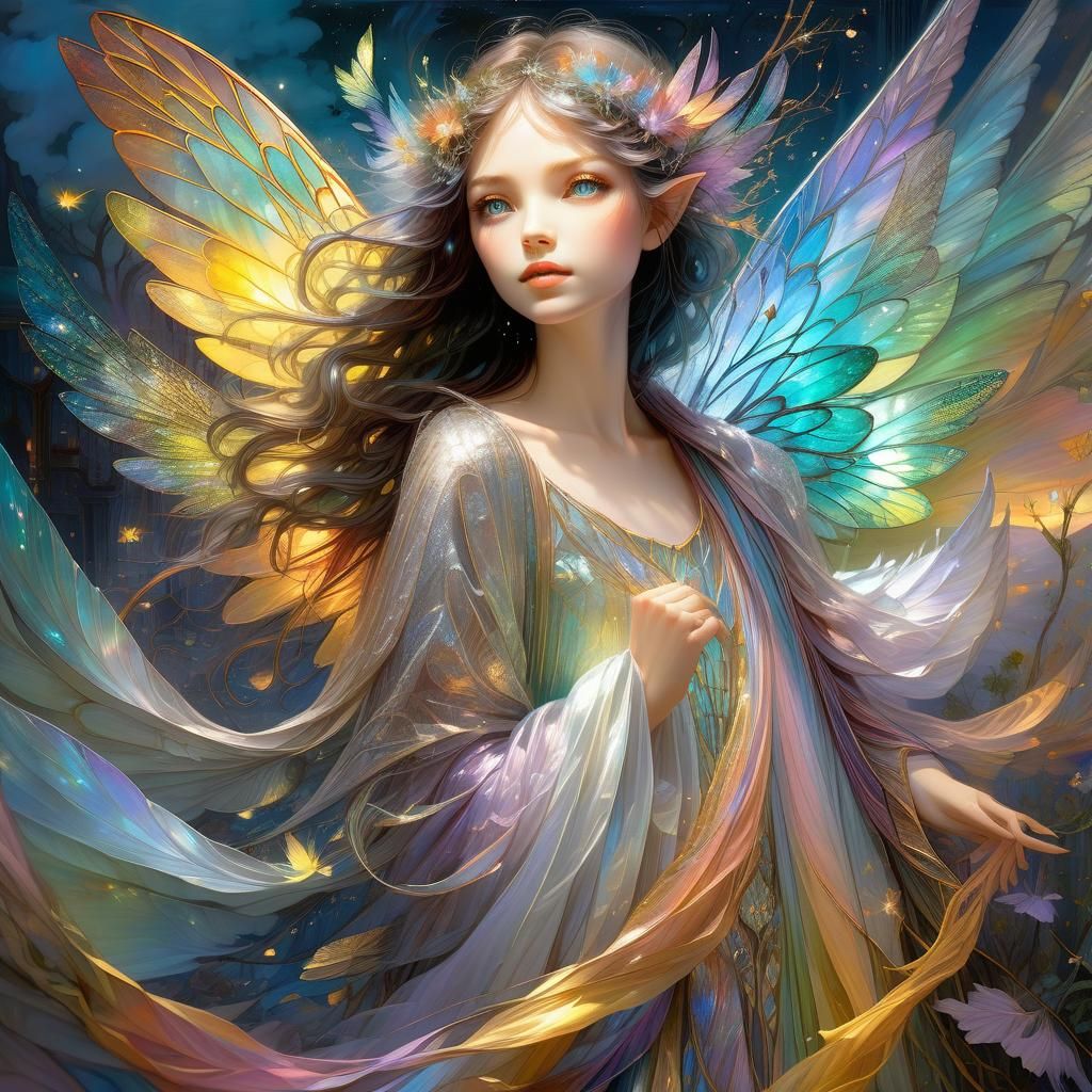 Ethereal Fairy with Iridescent Wings