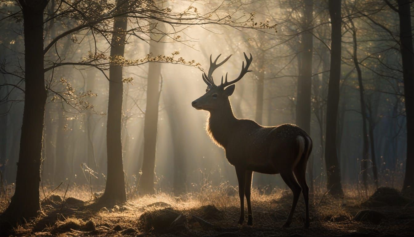 Mystical Glowing Deer in 16:9 Format