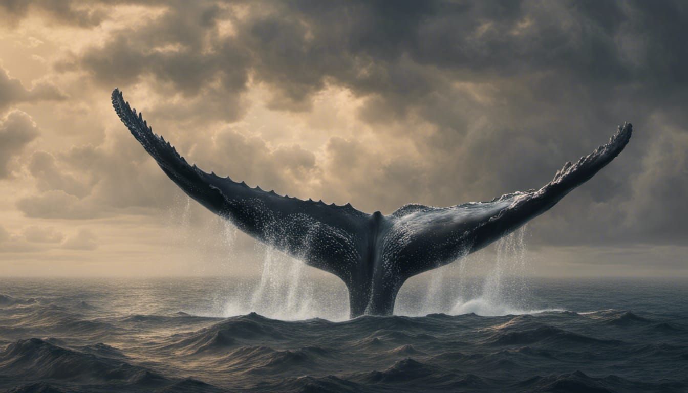 Humpback Whale Tail Diving: Epic Cinematic Painting