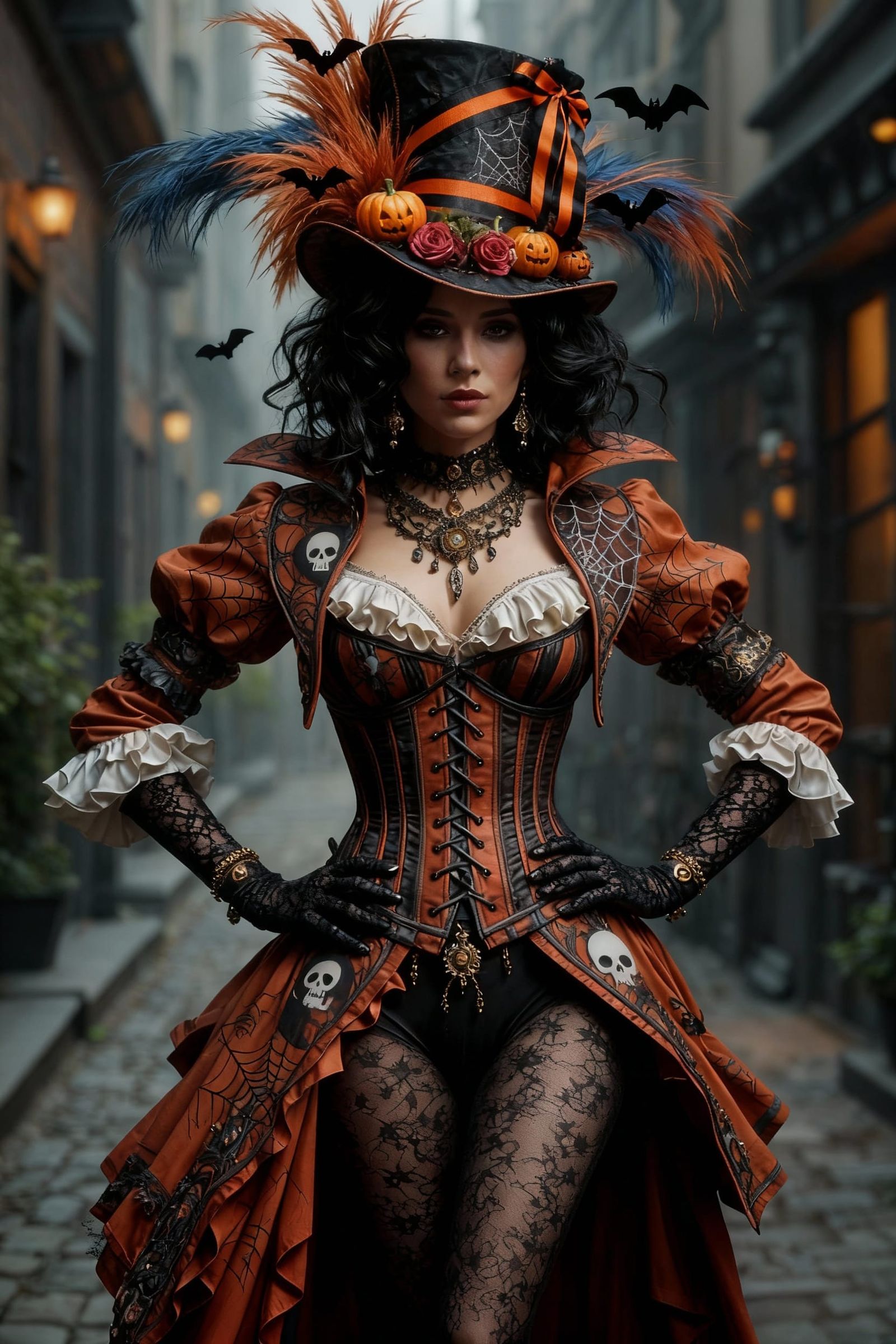 Art Nouveau Punk Woman in Theatrical Costume