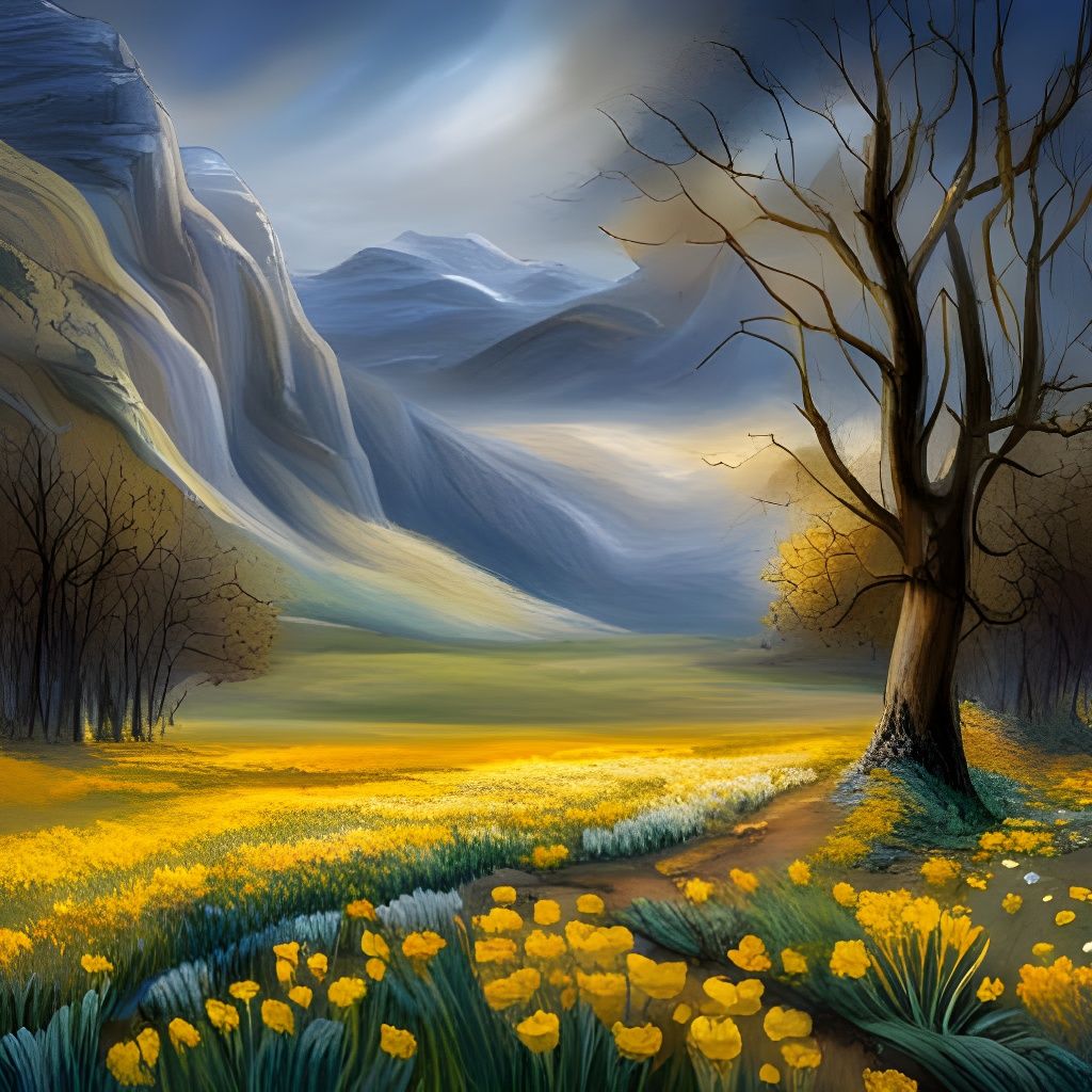 Golden Daffodils Dancing in the Breeze