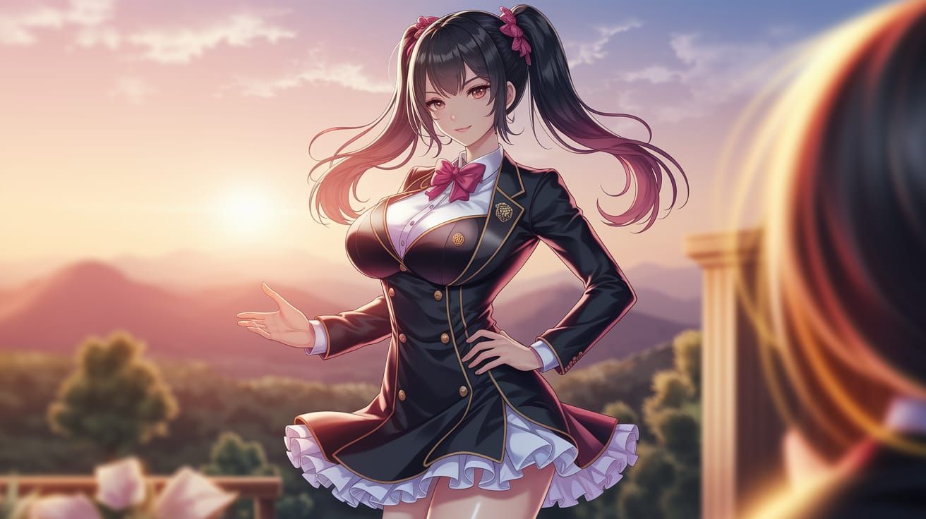 Anime Style Female Teacher in Elegant Outfit