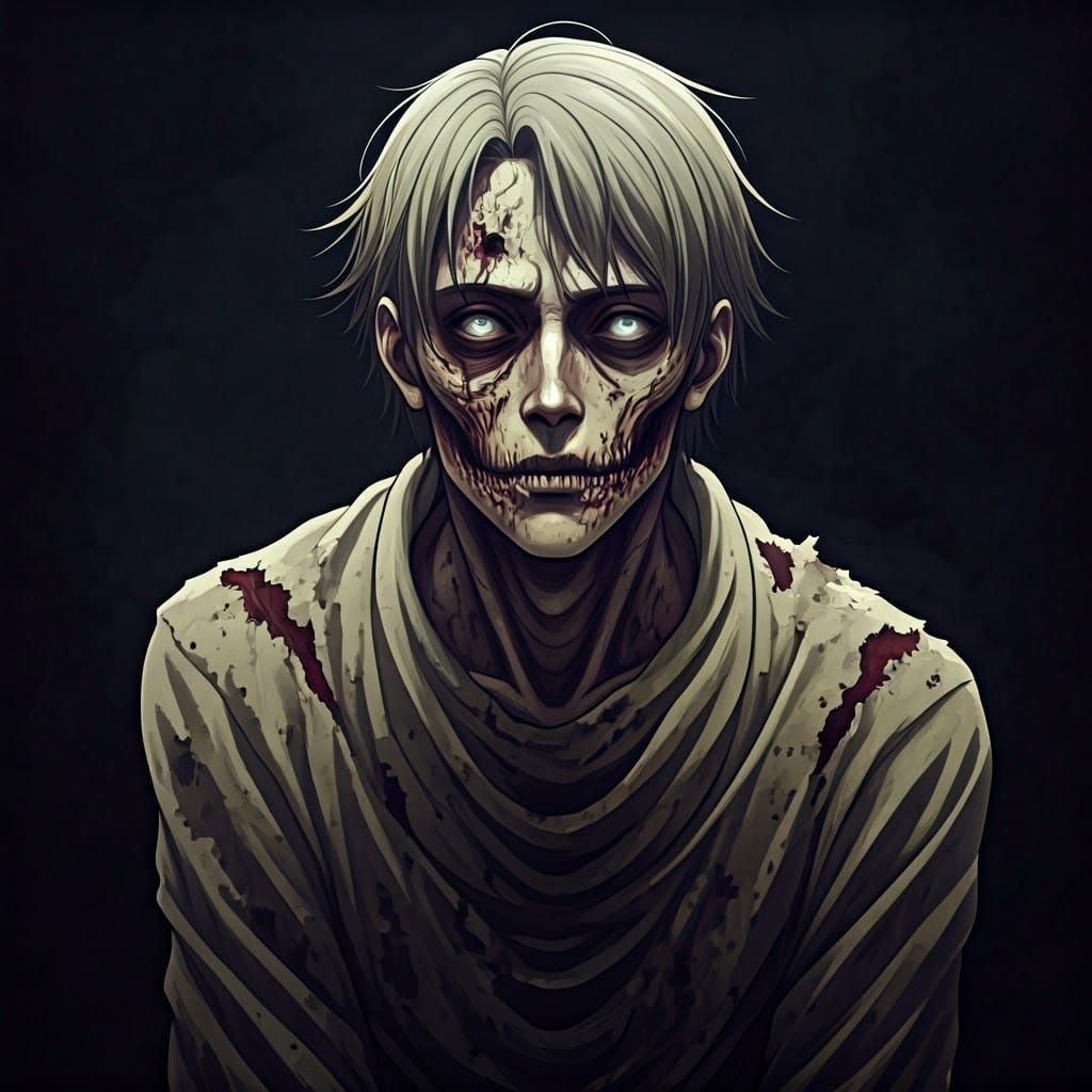 Decaying Humanoid Figure in Manga Scan Style