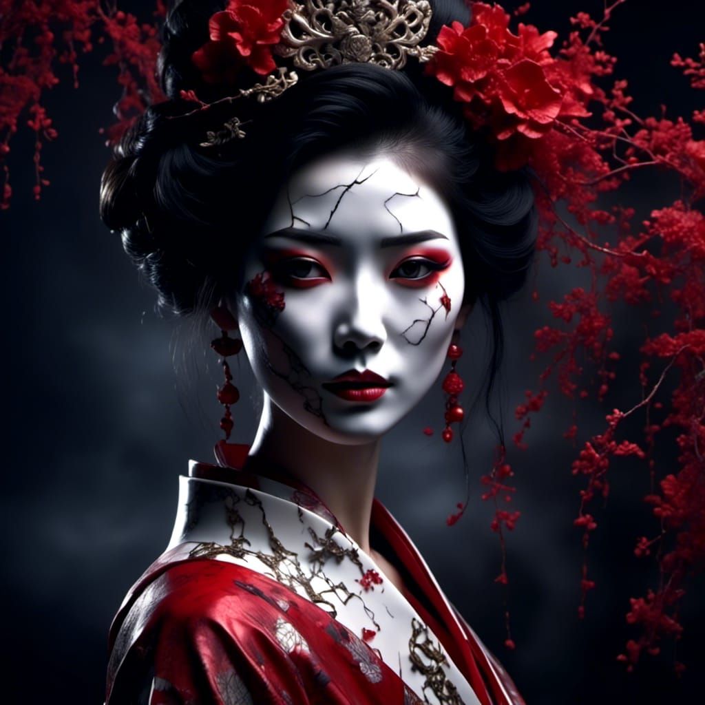 Red Revenge (Cracked Porcelain Geisha Series)