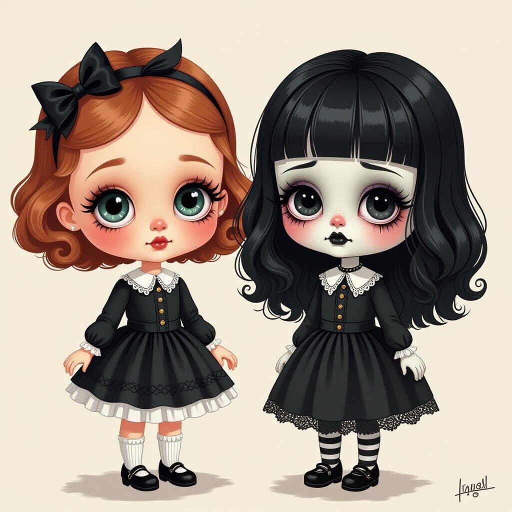 Victorian Girl Morphs Into Scary Goth Doll
