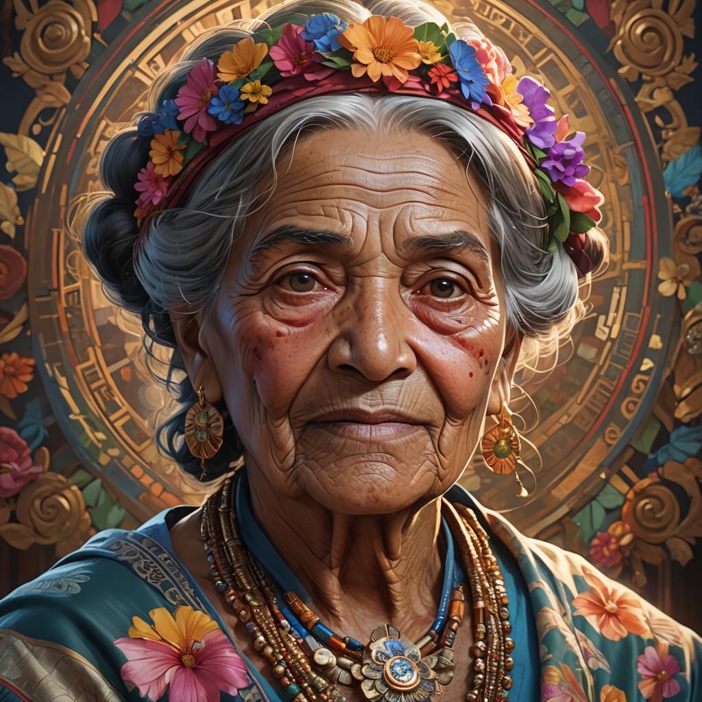 Latin American Portrait in Art Nouveau Style