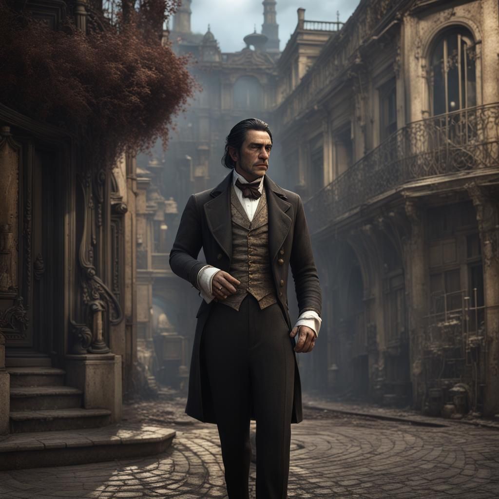 Cuban Victorian Man: Detailed Matte Painting