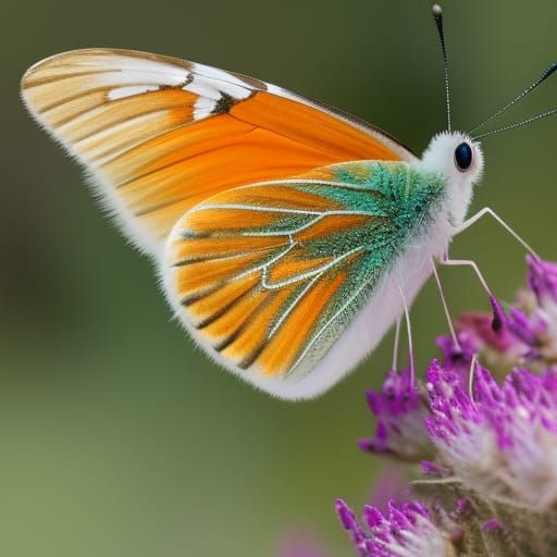 Cute Orange-Tip Butterfly on Purple Flower