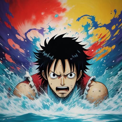 Hyperrealistic One Piece Manga Character Splash Art