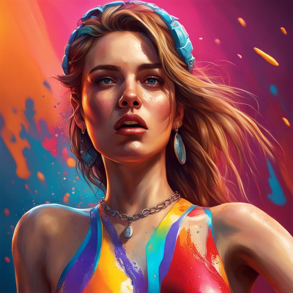 Hyperrealistic Macarena Splash Art Portrait