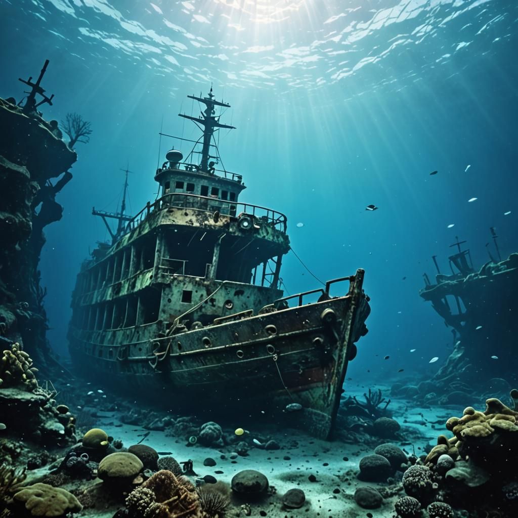 Underwater Shipwreck Scene