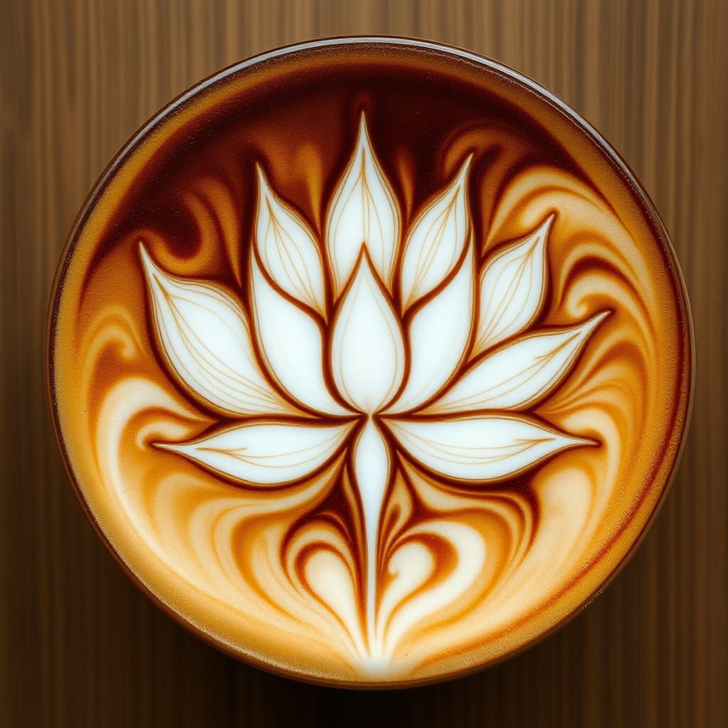 Lotus Flower Latte Art in Watercolor Style