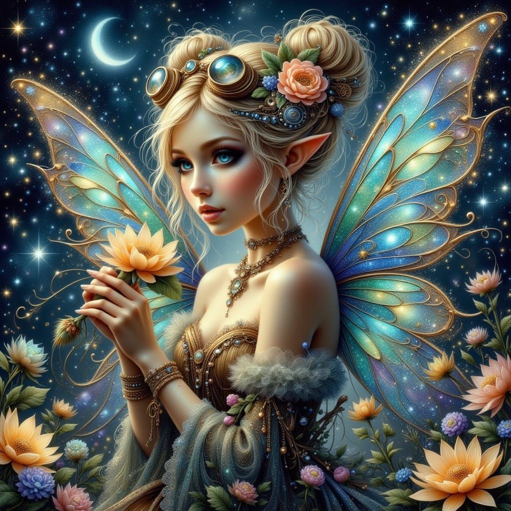 Steampunk Fairy in Celestial Flight