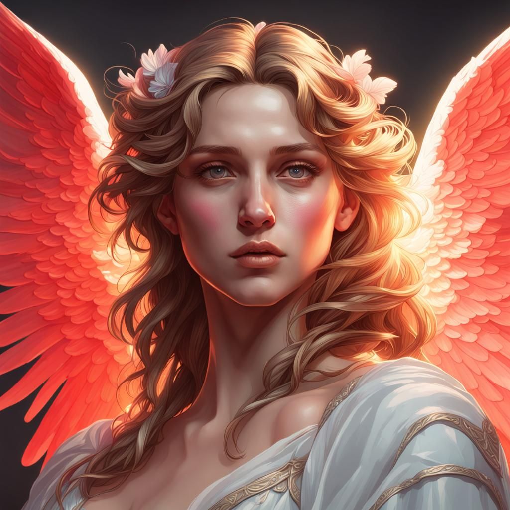 Angelic Portrait in Hyperdetailed Art Nouveau Style