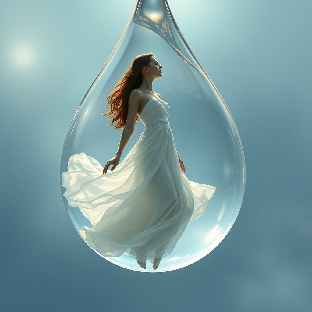 Lady in a Droplet of Serene Water