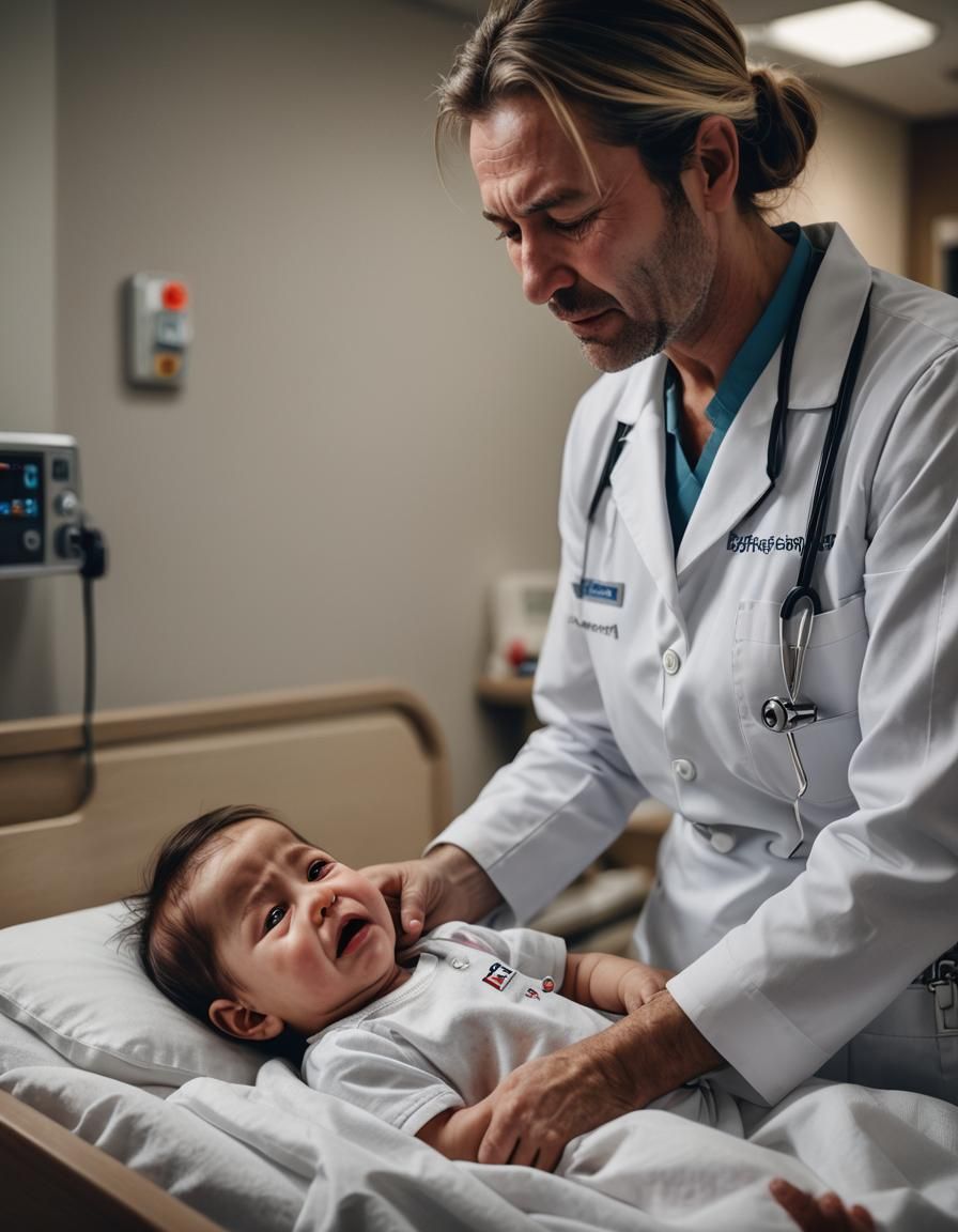 Heartbreaking Hospital Scene: Father's Farewell in Hyperreal...