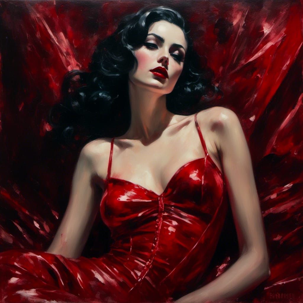 Elegant Gothic Portrait of Italian Woman in Lingerie