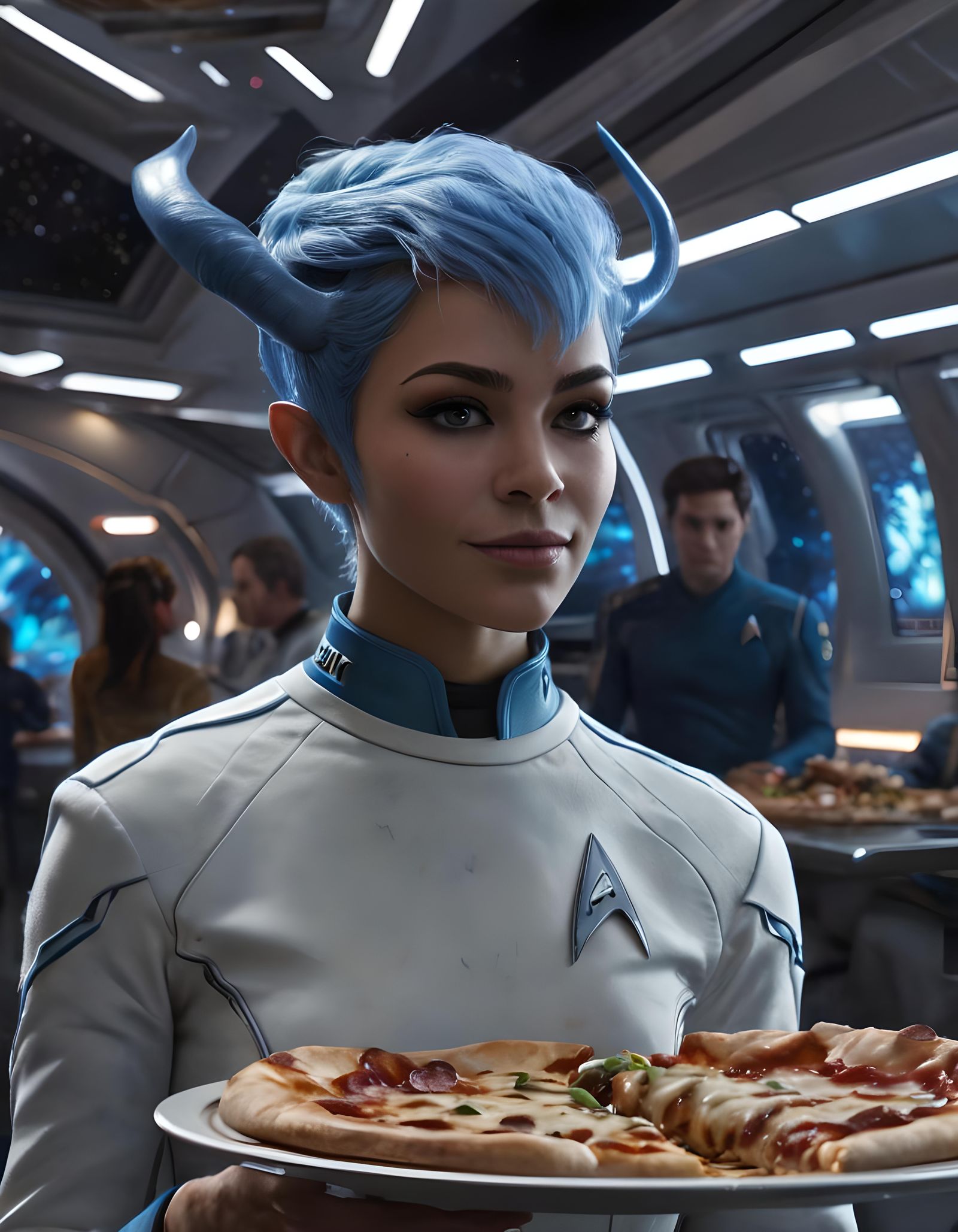 Andorian Teenager's Pizza Break Aboard Starship